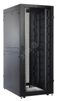 Шкаф серверный ПРОФ напольный 48U (800 × 1000) дверь перф., задние двойные перф., черный, в сборе
