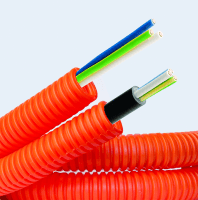 Труба ПНД гибкая гофрированная, д.20 мм, цвет оранжевый, с кабелем 3х2,5ВВГнгLS РЭК "ГОСТ+",100 м