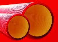Труба жесткая двустенная для кабельной канализации (12 кПа)д110мм,цвет красный