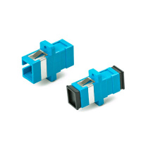 Оптический проходной адаптер SC-SC, SM, simplex, корпус пластиковый, синий, черные колпачки Hyperline