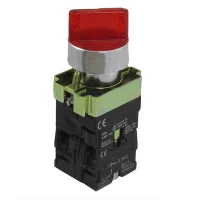 Переключатель NP2-BK12461, 2 положения с фиксацией  1НО,красная AC/DC220В (LED) IP40 (CHINT)