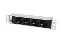Блок розеток Rem-10 без шнура, 4 Sсhuko, вход IEC 60320 C14, 10 A, алюм., 10"