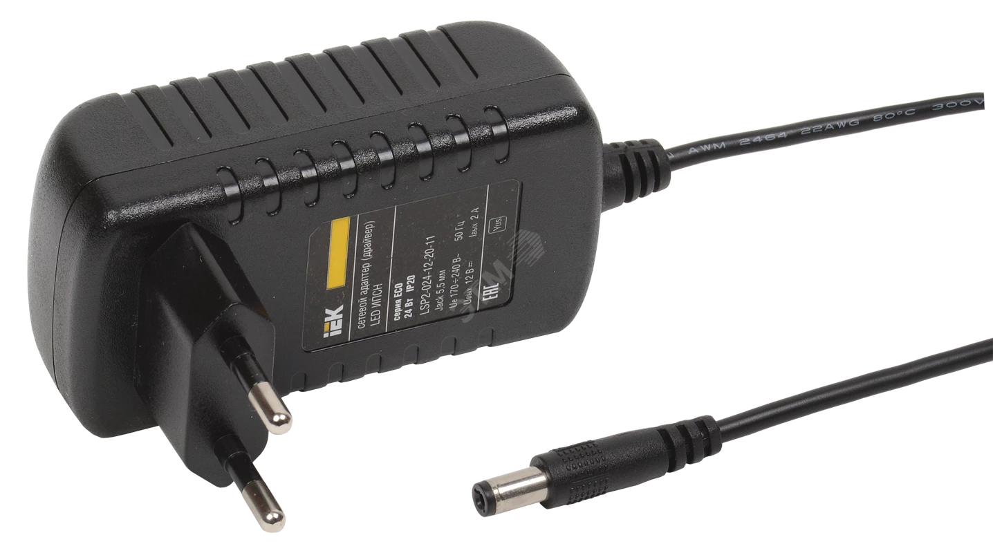 Драйвер LED ИПСН 24Вт 12 В адаптер -JacK 5,5 мм IP20 IEK-eco