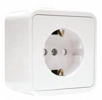 Прага Розетка 1-местная 16А с заземлением IP44 белая с защ. штор. EKF