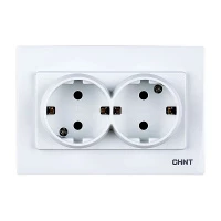 Двухместная розетка с заземляющим контактом 16А 250В рамочная (CHINT)