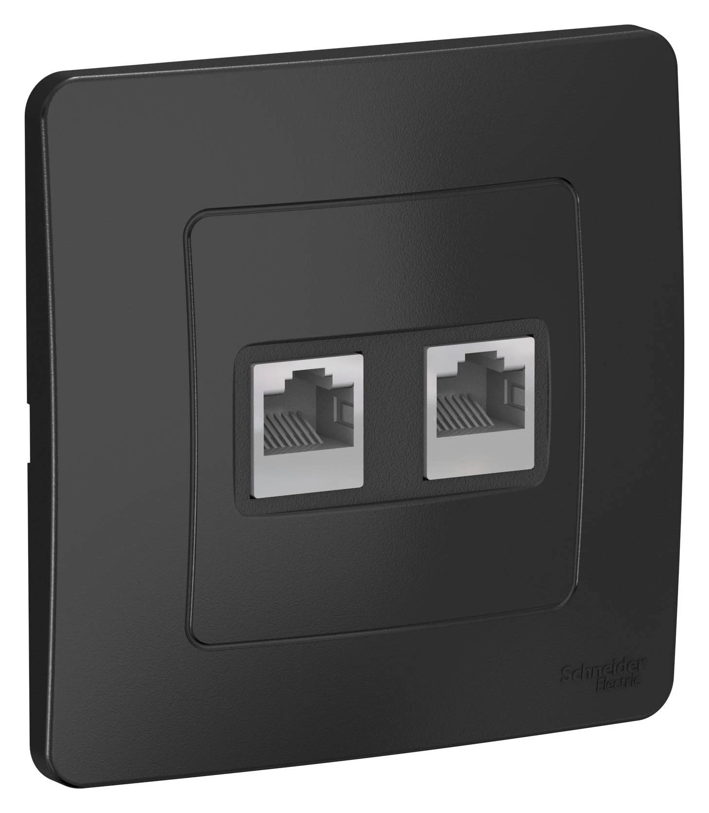 Двойная компьютерная розетка BLANCA RJ45, кат.5E + телефон. RJ11, антрацит