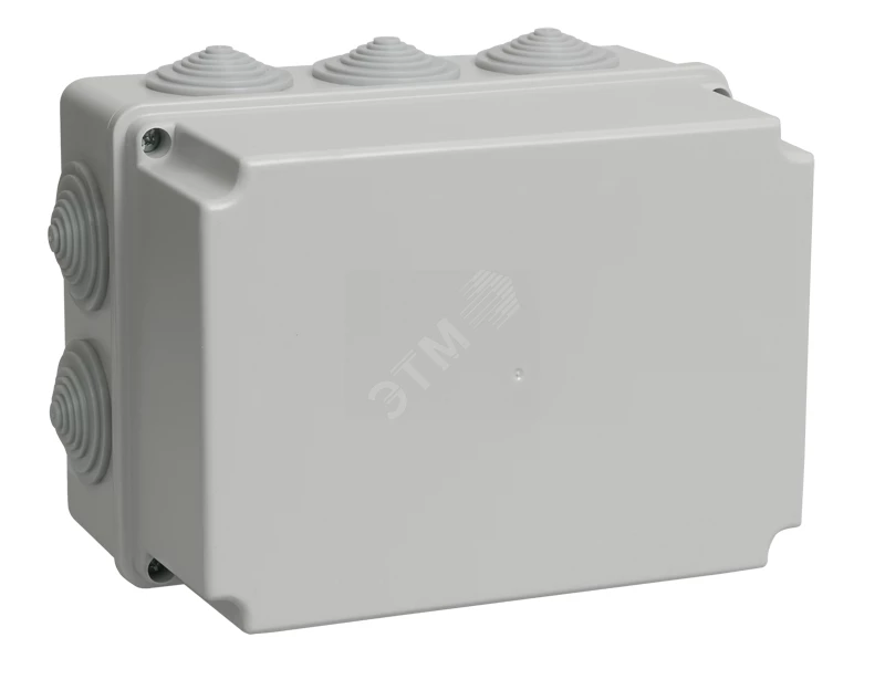 Коробка КМ41245 распаячная для о/п 190х140х120 мм IP44 (RAL7035, 10 гермовводов)