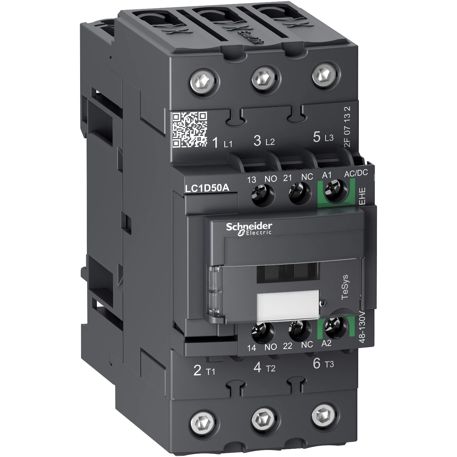 3P КОНТАКТОР EVERLINK AC3 440В 50A, КАТУШКА УПРАВЛЕНИЯ 48-130В AC/DC, ПРУЖИННЫЙ ЗАЖИМ