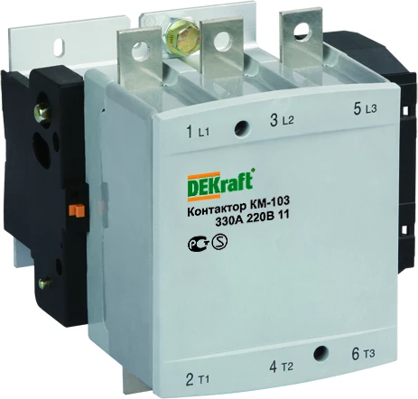 Контактор 265А 380В АС3 1НО+1НЗ КМ-103 DEKraft