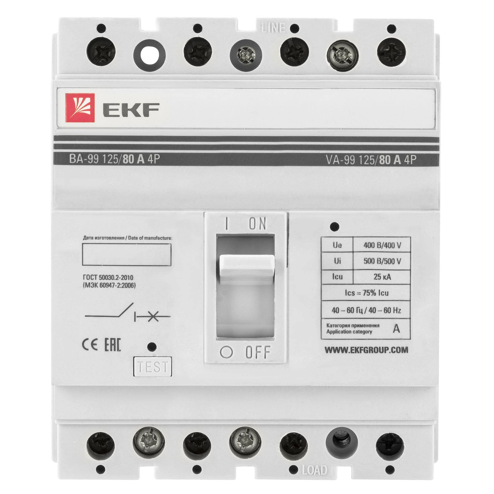 Выключатель автоматический ВА-99 125/80А 4P 25кА EKF PROxima