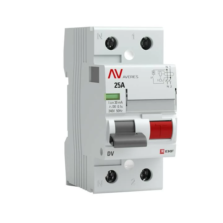 Двухполюсное устройство защитного отключения DV 2P  63А/ 30мА (A) EKF AVERES