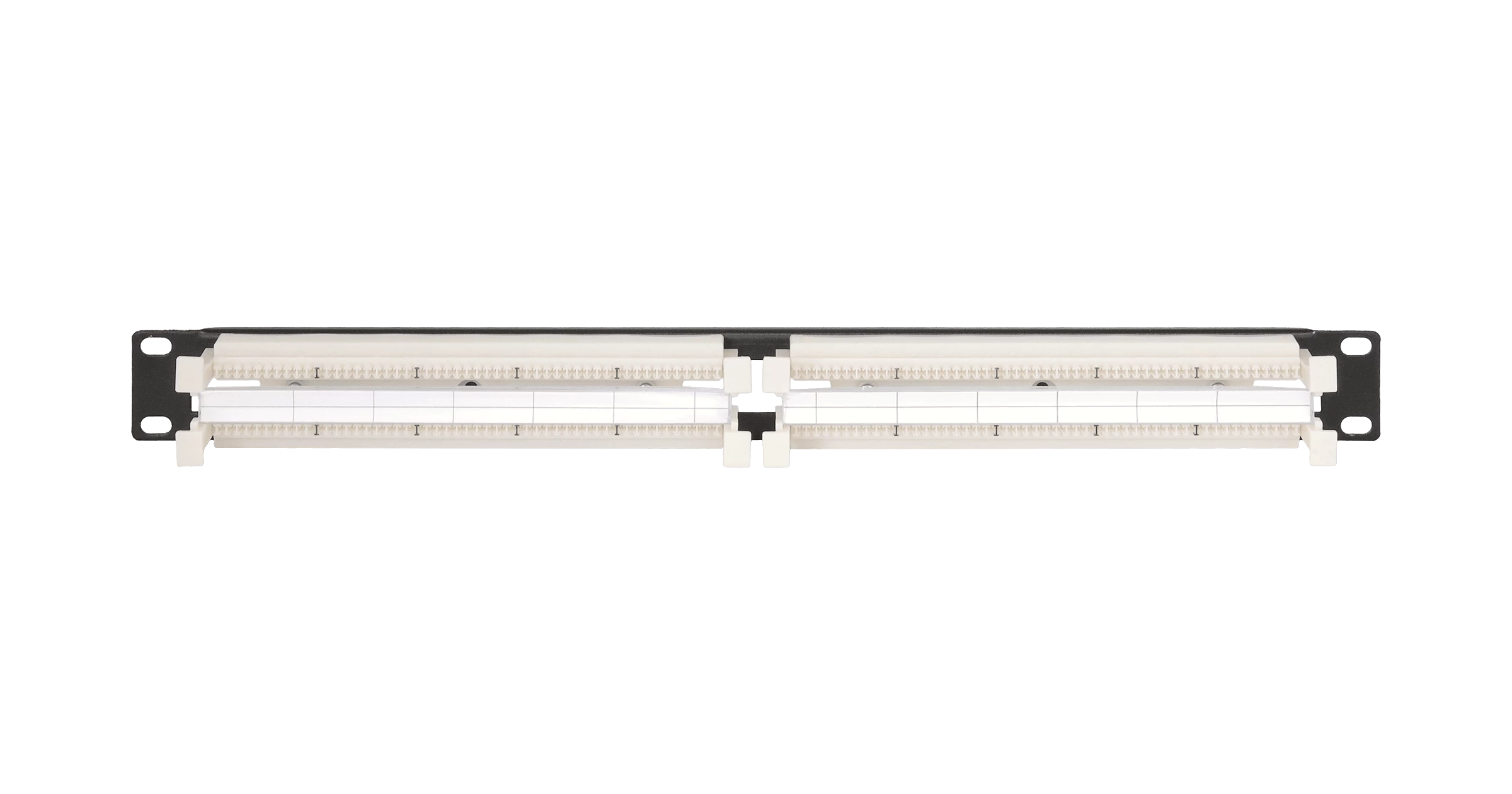 Коммутационная панель NIKOMAX 110 типа, 19", 1U, 100 пар, со cъемной этикеткой, белая с черным основанием