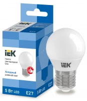 Лампа светодиодная ECO G45 шар 5Вт 230В 6500К E27 IEK
