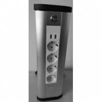 Блок розеточный управляемый (WI-FI), 4х2К+З, 2-USB (45х45), алюминий