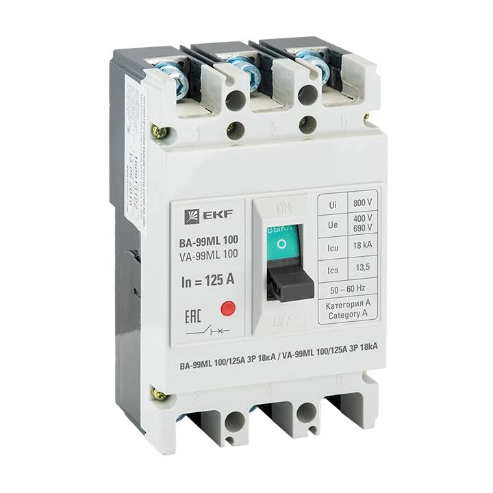 Автоматический выключатель ВА-99М 100/125А 3P 18кА EKF Basic mccb99-100-125mI