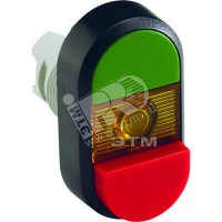 Кнопка двойная MPD12-11Y (зеленая/красная-выступающая) желтая ли нза без текста