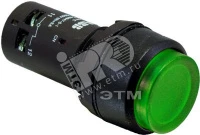 Кнопка с подсветкой CP4-12G-10 зеленая 110-130В AC/DC с выступающей клавишей с фиксацией 1НО