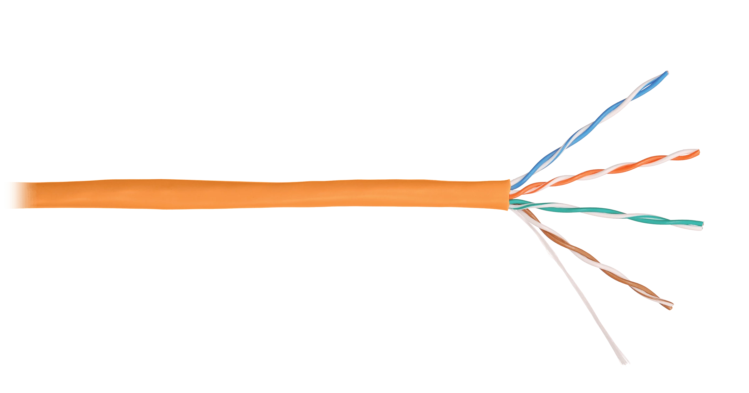 Кабель NIKOLAN U/UTP 4 пары, Кат.5e (Класс D), тест по ISO/IEC, 100МГц, одножильный, BC (чистая медь), 24AWG (0,50мм), внутренний, LSZH нг(А)-HFLTx, оранжевый, 305м - гарантия: 1 год / 10 лет системная