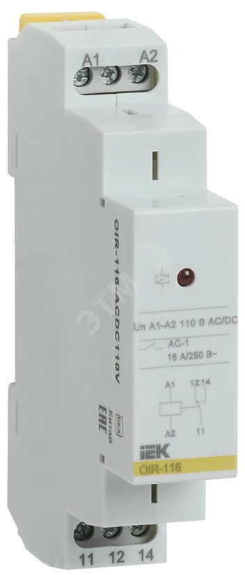 Промежуточное реле OIR 1 контакт (16А) 110 В AC/DC IEK