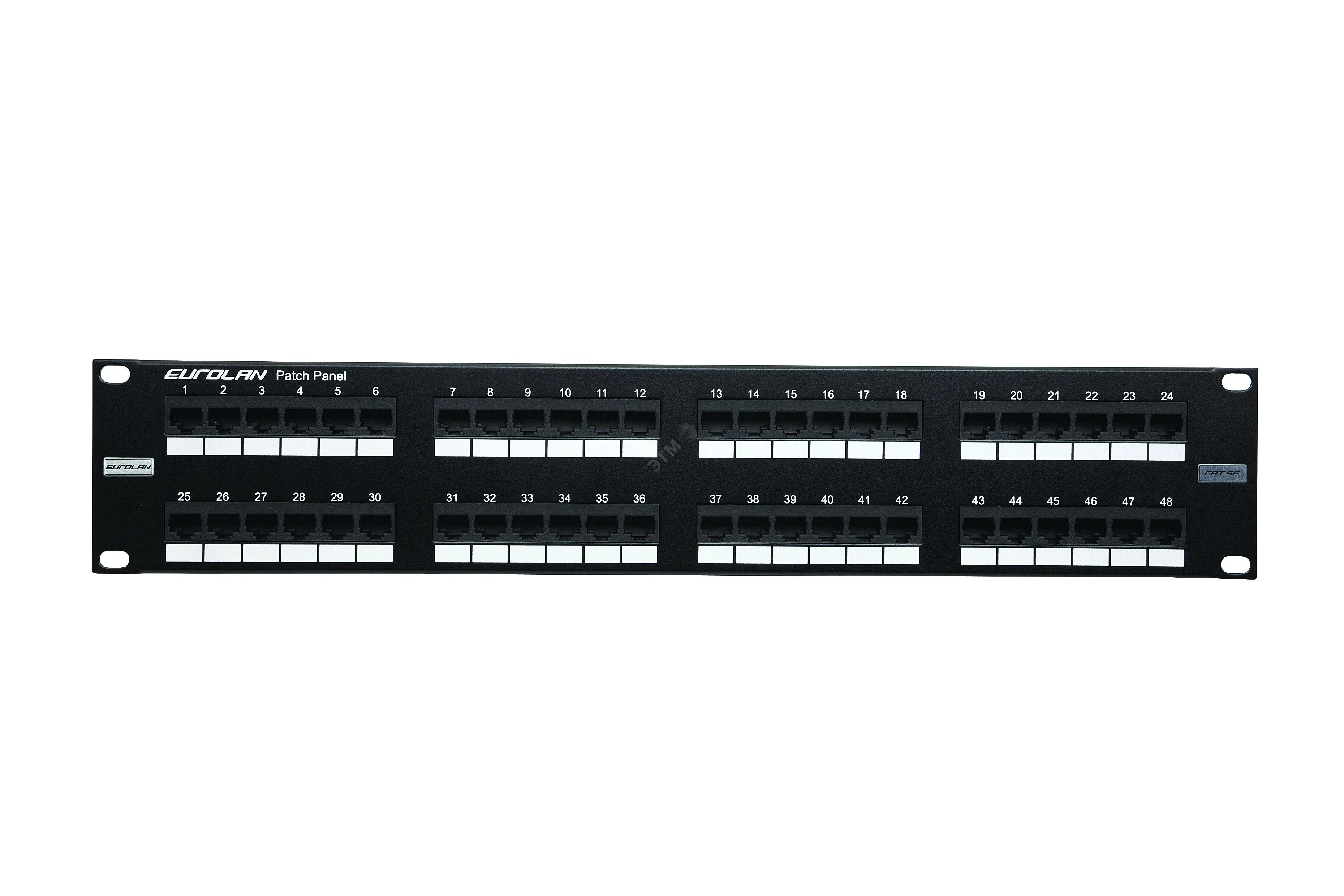 Коммутационная панель категории 5е, UTP, 19", 2U, 48хRJ45, 568A/В, черная