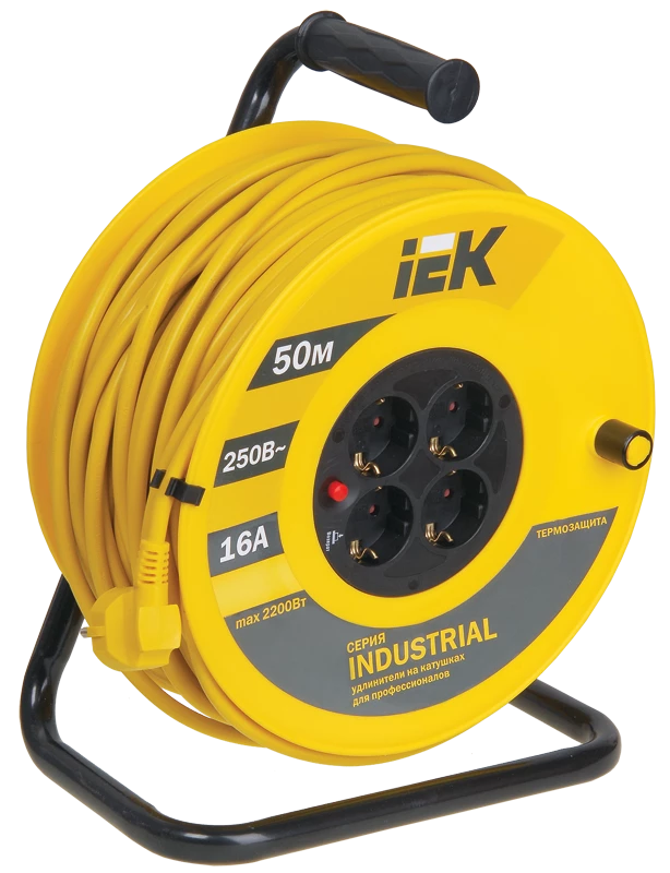 Катушка УК50 с т/з 4 места 2Р+PЕ/50м 3х1,5 мм2 "Industrial"