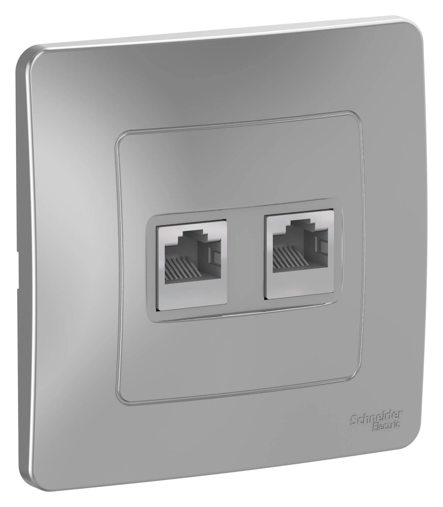 Двойная компьютерная розетка BLANCA RJ45, кат.5E + телефон. RJ11, алюминий