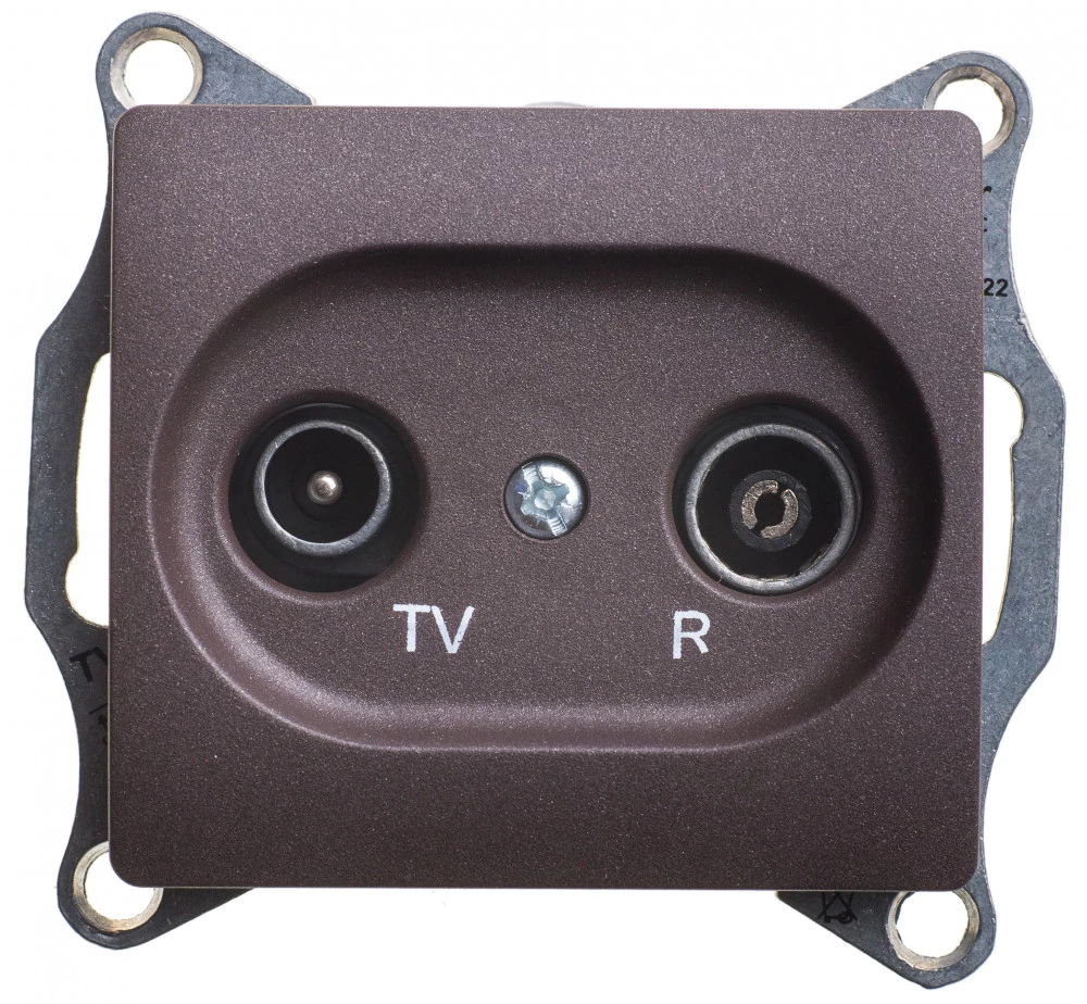 GLOSSA TV-R РОЗЕТКА проходная 4DB, механизм, ШОКОЛАД
