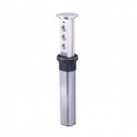 Блок розеточный настольный, 3х2К+З, 1-USB (45х45) автоматический , выдвижной, алюминий, IP54