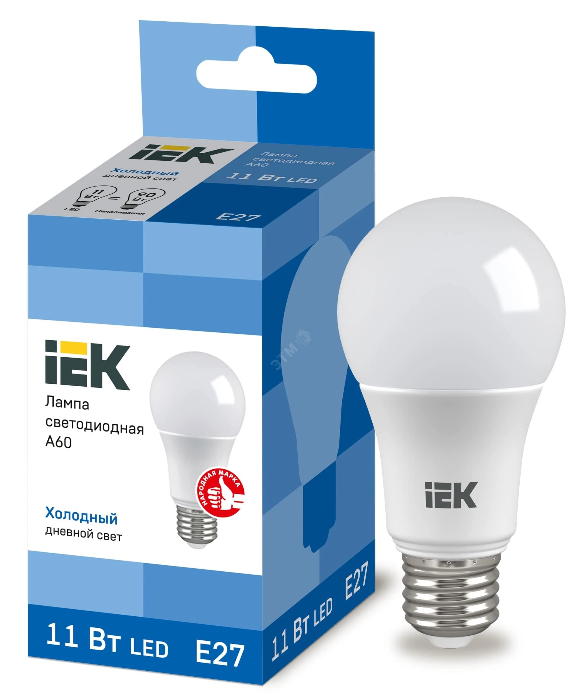 Лампа светодиодная ECO A60 шар 11Вт 230В 6500К E27 IEK
