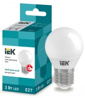 Лампа светодиодная ECO G45 шар 3Вт 230В 4000К E27 IEK