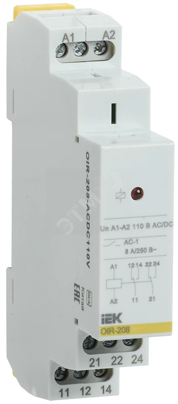 Промежуточное реле OIR 2 контакта (8А) 110 В AC/DC IEK