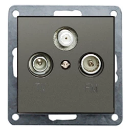 Накладка розетки TV+FM+SAT 2(3)  (черный бархат) FLAT