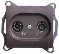 GLOSSA TV-R РОЗЕТКА проходная 4DB, механизм, ШОКОЛАД