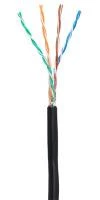 Кабель NETLAN U/UTP 4 пары, Кат.5e (Класс D), 100МГц, одножильный, BC (чистая медь), внешний, PE до -40C, черный, 305м