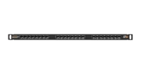 Коммутационная панель NIKOMAX 19", 0,5U, 24 порта, Кат.6 (Класс E), 250МГц, RJ45/8P8C, 110/KRONE, T568A/B, неэкранированная, с органайзером, черная - гарантия: 5 лет расширенная / 25 лет системная