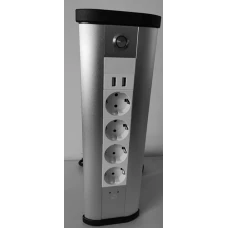 Блок розеточный управляемый (WI-FI), 4х2К+З, 2-USB (45х45), алюминий