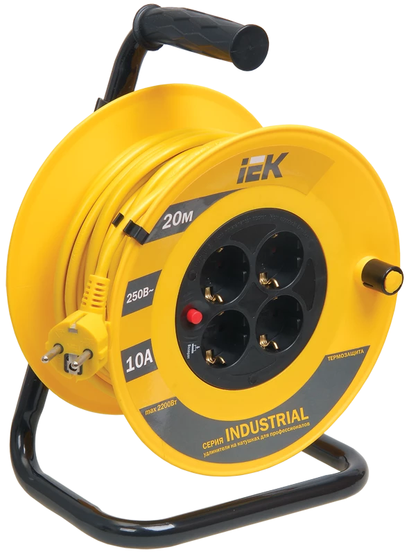 Катушка УК20 с т/з 4 места 2Р+PЕ/20м 3х1,0 мм2 "Industrial"