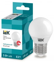 Лампа светодиодная ECO G45 шар 5Вт 230В 4000К E27 IEK