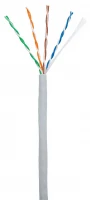 Кабель NETLAN U/UTP 4 пары, Кат.5e (Класс D), 100МГц, одножильный, BC (чистая медь), внутренний, PVC нг(B), серый, 100м