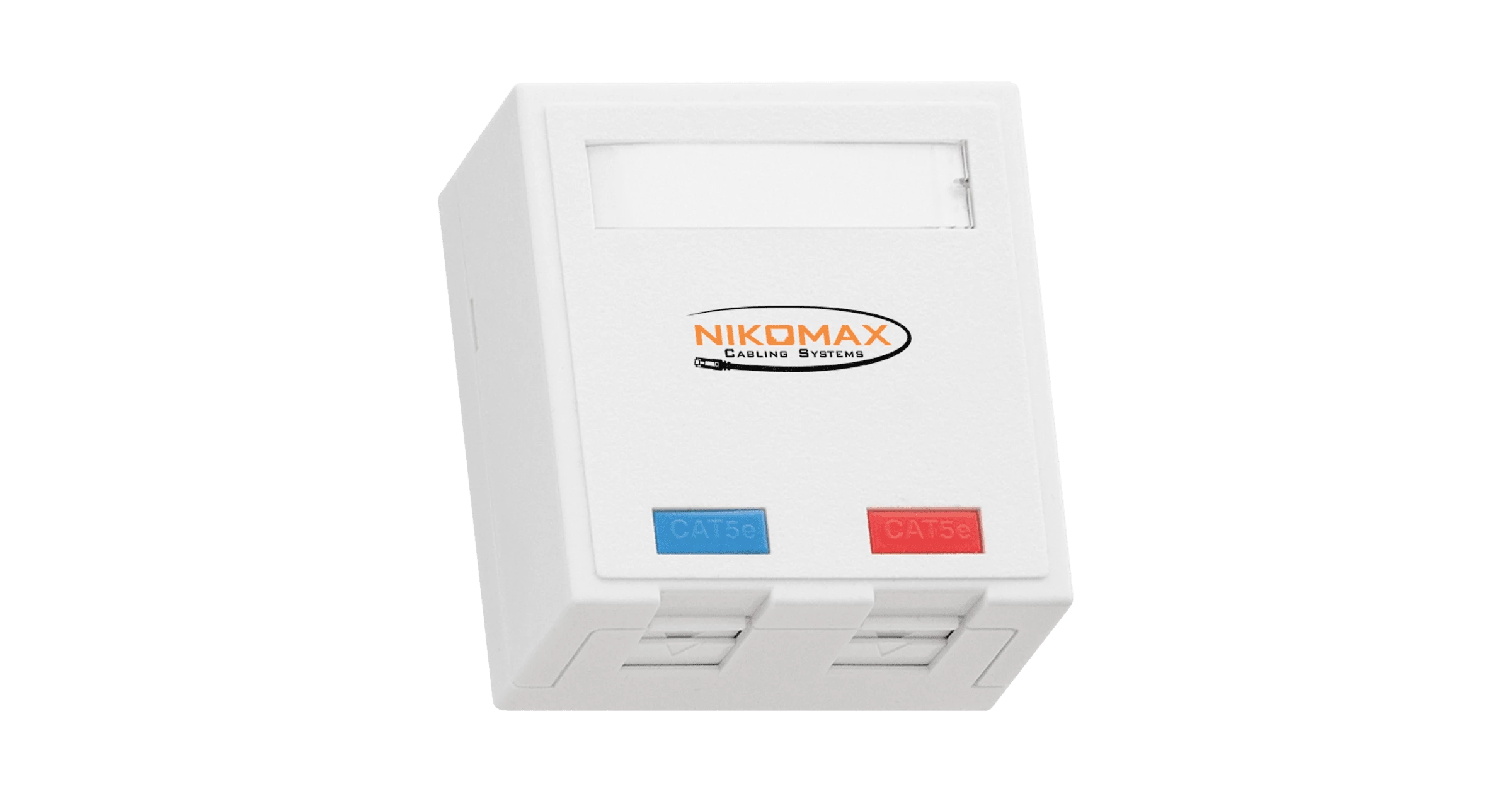 Настенная розетка NIKOMAX, 2 порта, Кат.5e (Класс D), 100МГц, RJ45/8P8C, FT-TOOL/110/KRONE, T568A/B, полный экран, со шторками, белая - гарантия: 5 лет расширенная / 25 лет системная