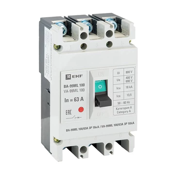 Автоматический выключатель ВА-99М 100/63А 3P 18кА EKF Basic