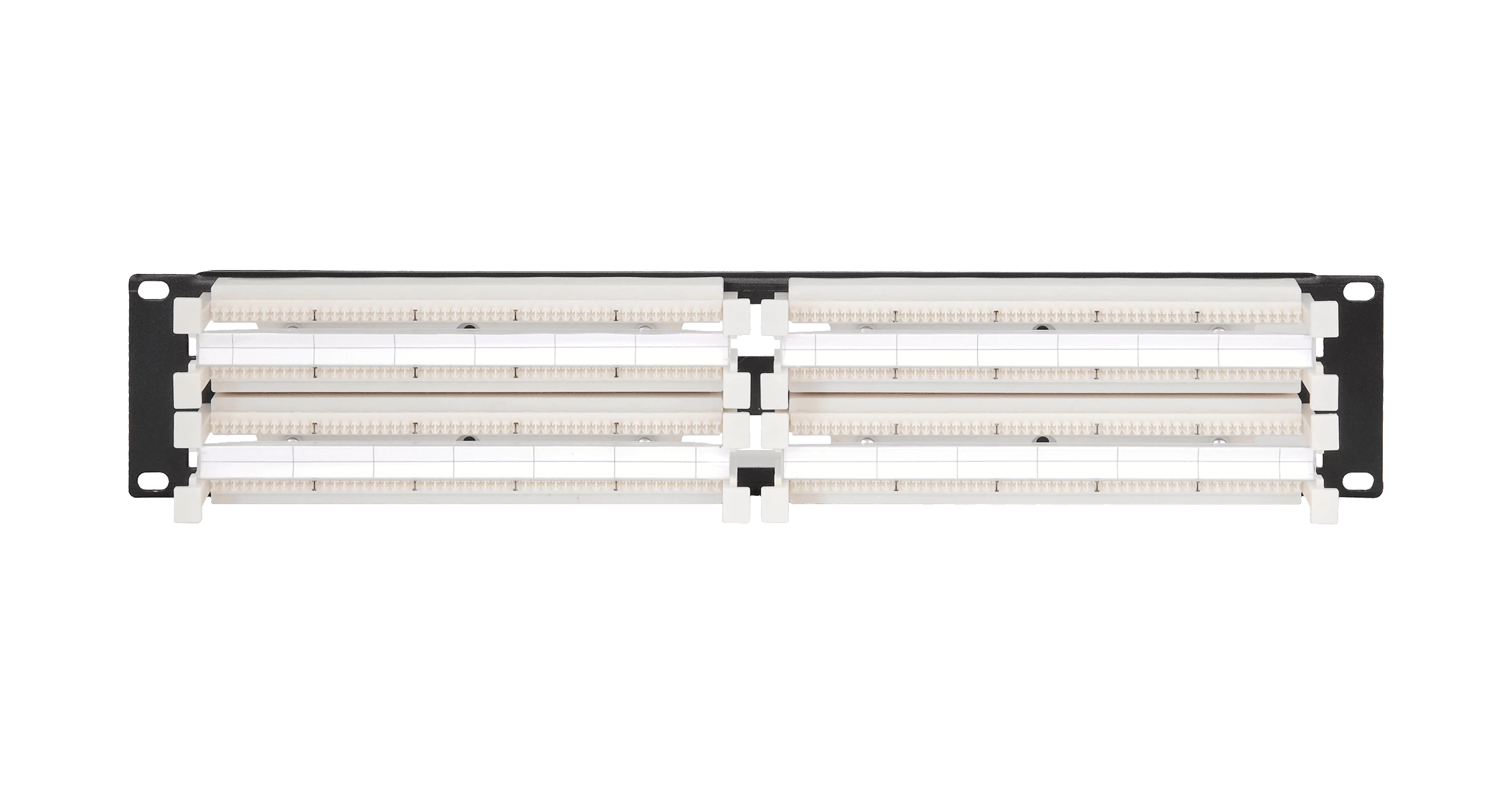 Коммутационная панель NIKOMAX 110 типа, 19", 2U, 200 пар, со cъемной этикеткой, белая с черным основанием