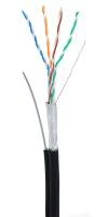 Кабель NETLAN F/UTP 4 пары, Кат.5e (Класс D), 100МГц, одножильный, BC (чистая медь), внешний, PE до -40C, с одножильным тросом, черный, 305м