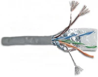 Кабель LANMASTER патч-кордовый FTP, 4x2, кат 5E, 100Mhz, PVC, серый, 305 м