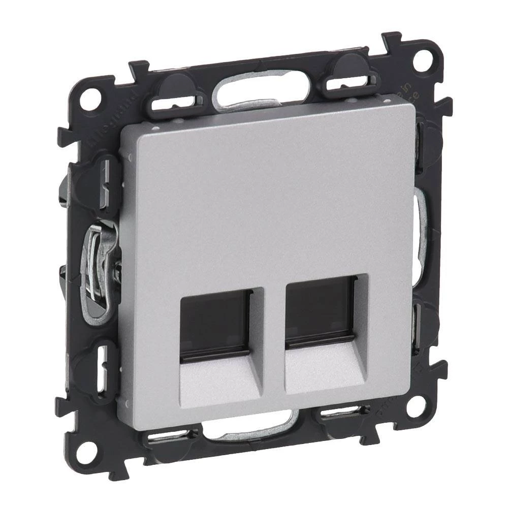 Двойная компьютерная розетка VLN-l RJ45 Cat5е UTP алюминий