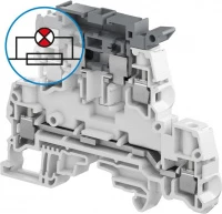 Клемма винтовая ZS4-D2-SF1-R1 - 4 мм², 2 уровня, 4 зажима, держатель предохранителя на верхнем уровне, с индикатор сгор. предохр. 24-110В AC/DC