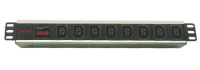 Блок распределения питания  для 19" шкафов, 8 розеток IEC60320 С13, самперметром