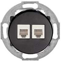 Розетка компьютерная  2хRJ-45 кат. 6 с накладкой (черный) Vintage