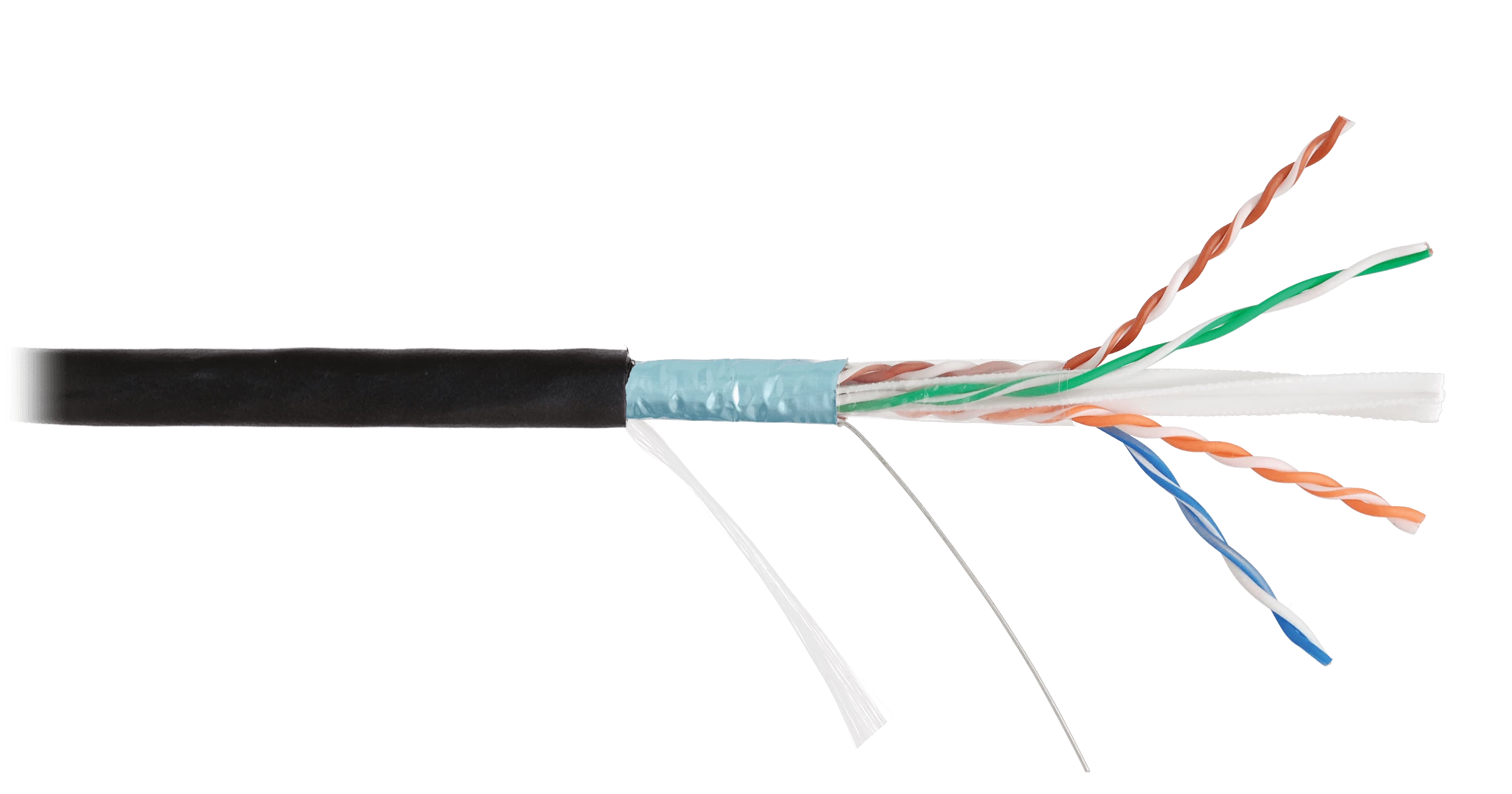 Кабель NIKOLAN F/UTP 4 пары, Кат.6 (Класс E), тест по ISO/IEC, 250МГц, одножильный, BC (чистая медь), 23AWG (0,57мм), внешний, PE до -60С, черный, 305м - гарантия: 1 год