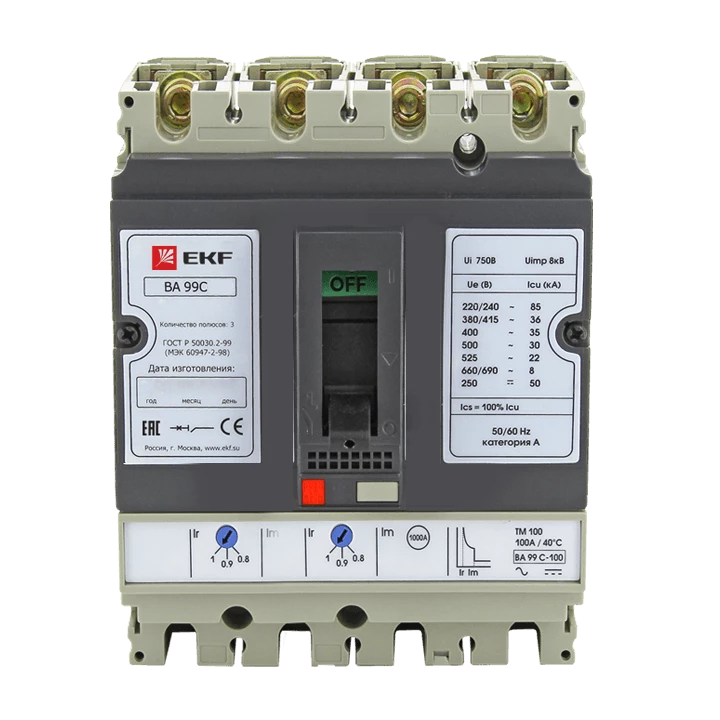 Автоматический выключатель ВА-99 250/100А 3P 35кА без коннекторов EKF PROxima mccb99-250-100-n mccb99-250-100-n
